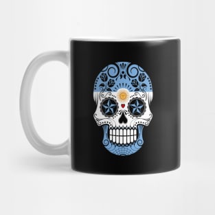 Argentine Flag Sugar Skull with Roses Mug